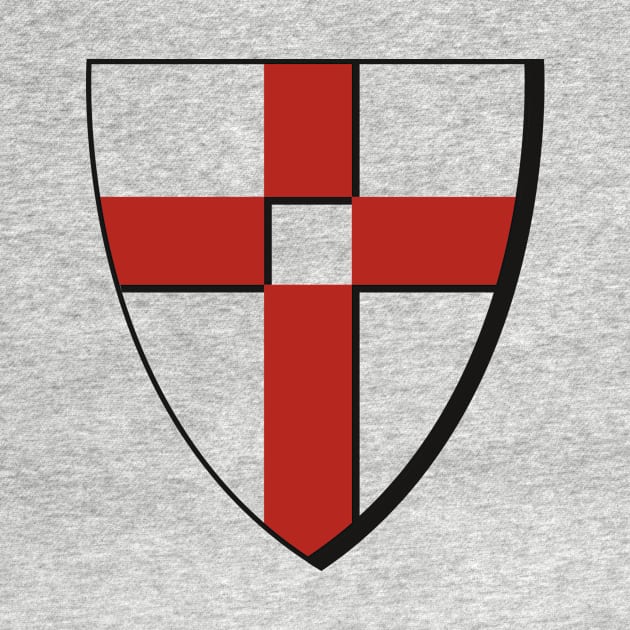 Knight Shield with a red holy cross on it by Creative Art Store